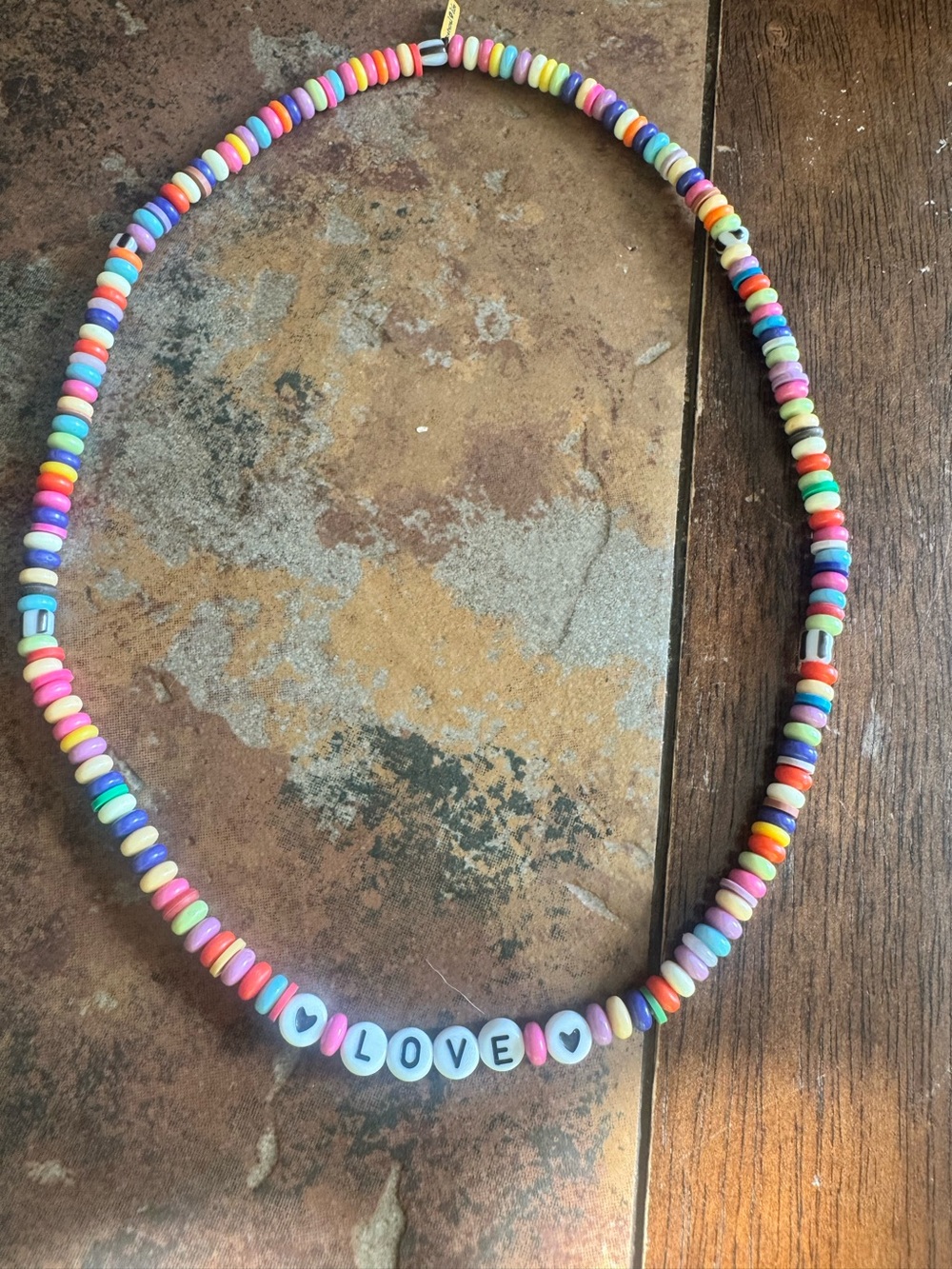 Natural Life Multicolor 'LOVE' Bead Necklace/Bracelet - Fun Rainbow Accessory